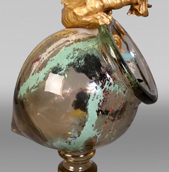 ESCALIER DE CRISTAL, François-Eugène ROUSSEAU & Ernest LÉVEILLÉ, Japanese-style polychrome glass vase with a gilt bronze dragon mount-12