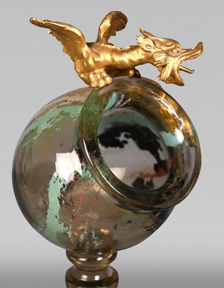 ESCALIER DE CRISTAL, François-Eugène ROUSSEAU & Ernest LÉVEILLÉ, Japanese-style polychrome glass vase with a gilt bronze dragon mount-13