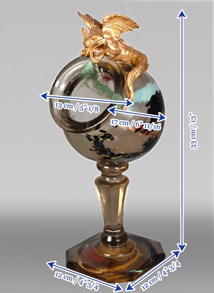 ESCALIER DE CRISTAL, François-Eugène ROUSSEAU & Ernest LÉVEILLÉ, Japanese-style polychrome glass vase with a gilt bronze dragon mount-15