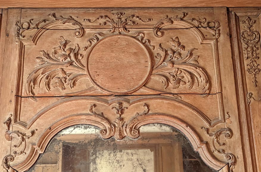 Large overmantel in carved oak wood-1