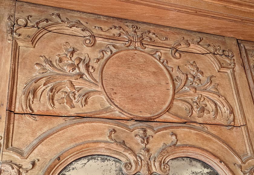 Large overmantel in carved oak wood-2