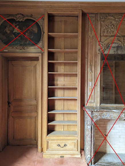 Moulded oak bookcase with wood paneling-2