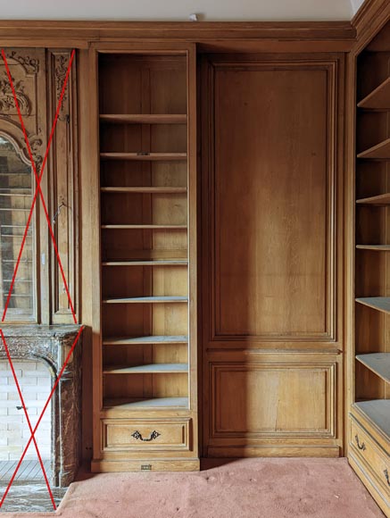 Moulded oak bookcase with wood paneling-3