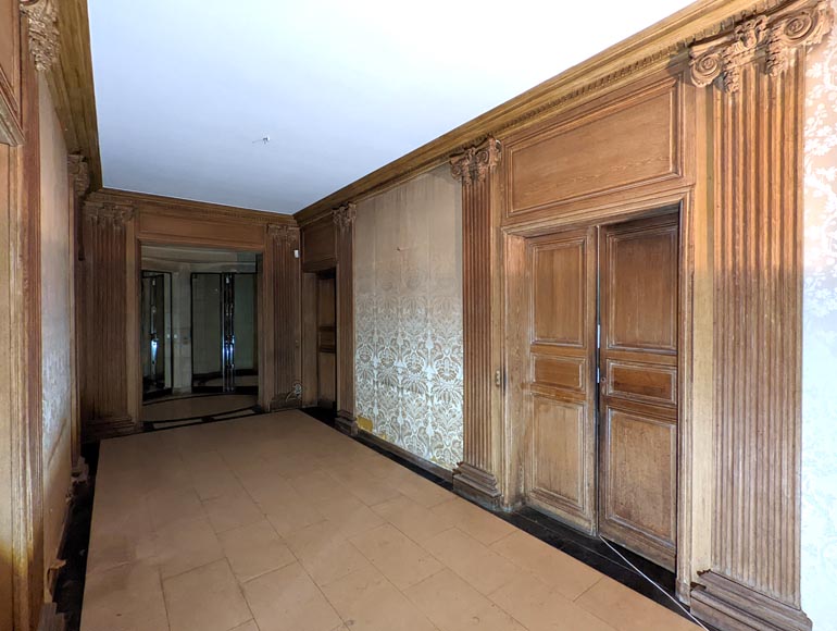 Panneling, Set of Carved Oak Ionic Pilasters, 19th Century-0