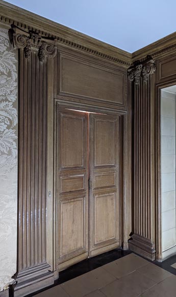 Panneling, Set of Carved Oak Ionic Pilasters, 19th Century-8