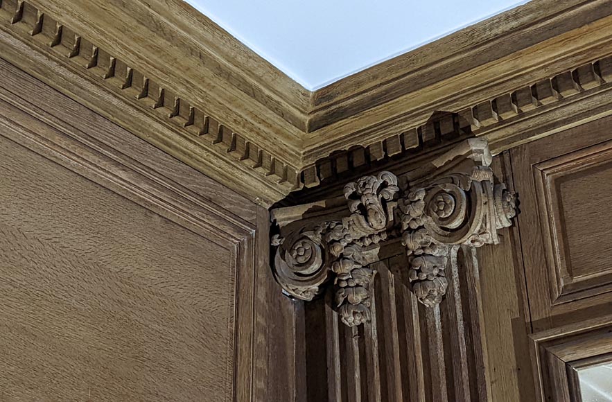 Panneling, Set of Carved Oak Ionic Pilasters, 19th Century-9