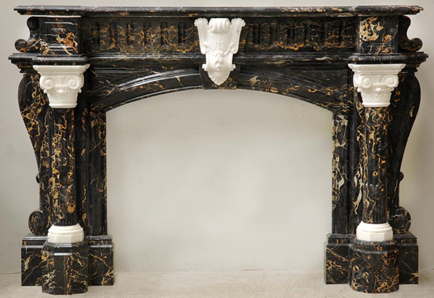 Napoleon III Portor and Carrara Statuary marble mantel with Corinthian columns-0