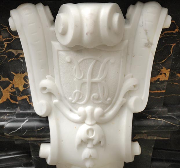 Napoleon III Portor and Carrara Statuary marble mantel with Corinthian columns-2