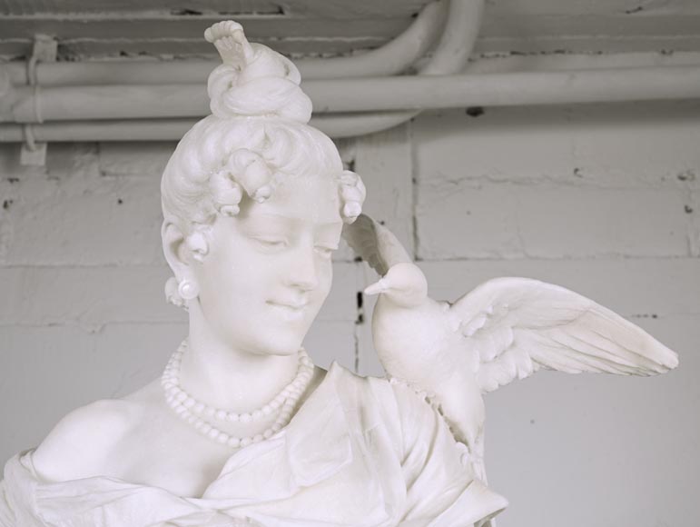 Woman with Birds, probably Vittorio Caradossi, marble, 1887, Florence-3