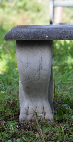 Pair of marble benches in neoclassical style-5