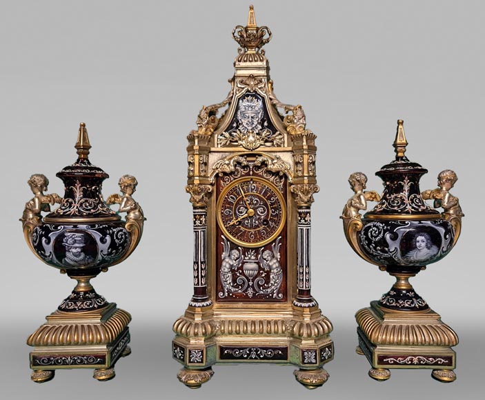 Paul SOYER, Renaissance-Style Clock Set, circa 1875-0