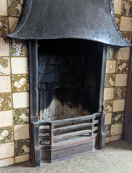 Art Nouveau style mahogany woodwork with fireplace-6