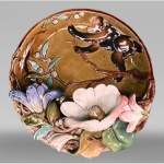 Émile GALLÉ, Ornamental Dish With A Monkey Climbing Among Flowers