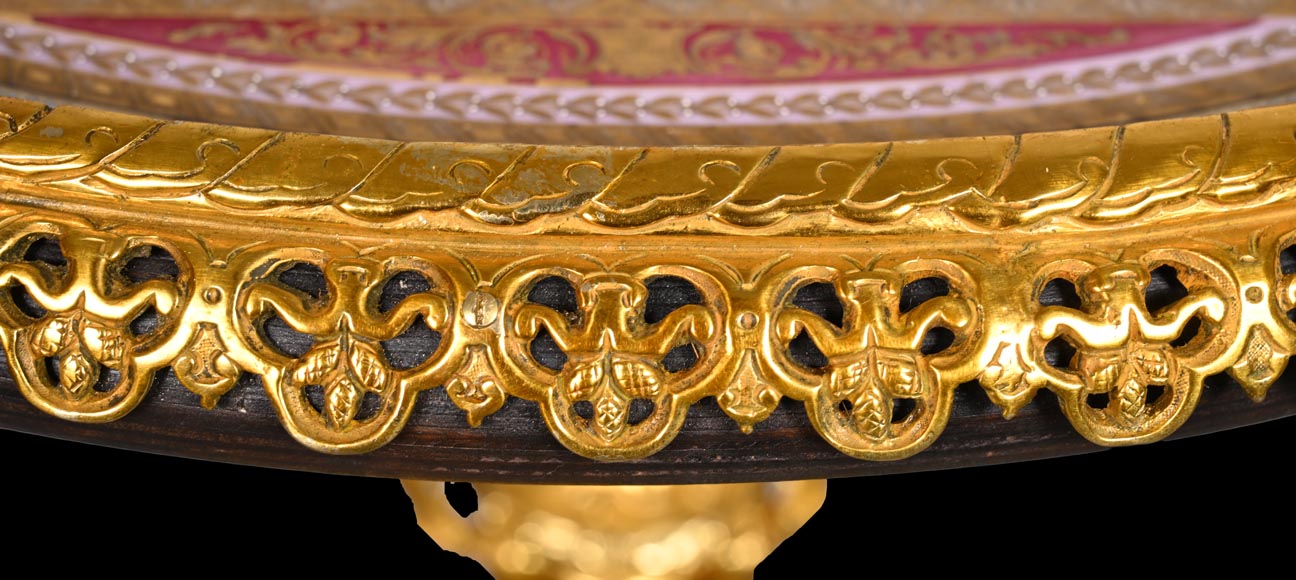 Gilt bronze guéridon with painted porcelain plaque, after Adrian VAN DER WERFF, “The Dismissal of Hagar”-9