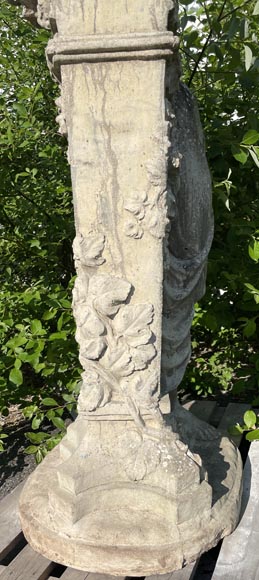 Composite stone garden statue of a woman paying tribute to Baccus, circa 1900-16