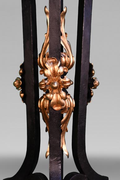 Maison Bernard, wrought iron craftsman, pair of richly decorated floor lamps, circa 1889-4