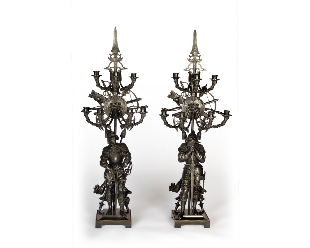 Jean-François GECHTER (1796-1844)  (follower of) Pair of Candelabras in bronze-0