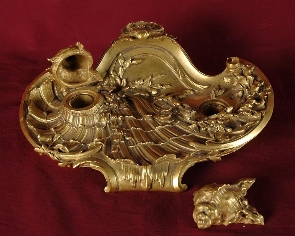 François LINKE (1855-1946) and Léon MESSAGÉ (1842-1901) (attributed to), « The Sea », Gilt bronze inkwell -3