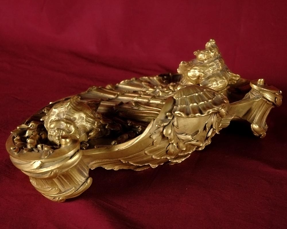 François LINKE (1855-1946) and Léon MESSAGÉ (1842-1901) (attributed to), « The Sea », Gilt bronze inkwell -6