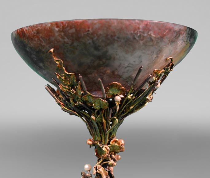 François-Désiré FROMENT-MEURICE, Silver, Agate and Malachite Tazza Decorated with a Rich Maritime Design, 1853-2