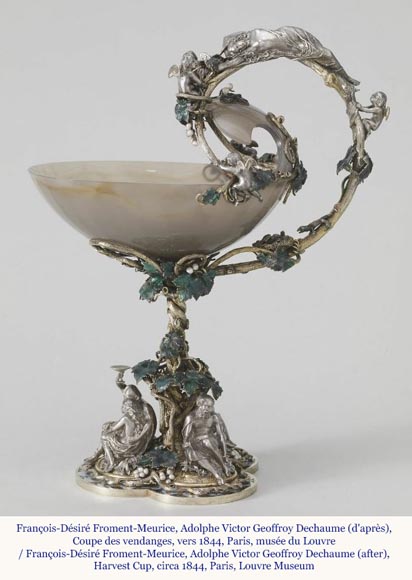 François-Désiré FROMENT-MEURICE, Silver, Agate and Malachite Tazza Decorated with a Rich Maritime Design, 1853-5