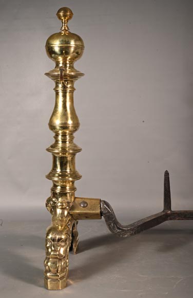 Pair of gilt bronze andirons-2