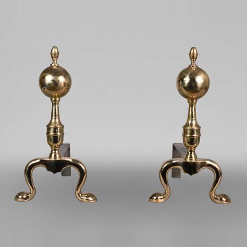 Pair of polished bronze andirons, 19th century