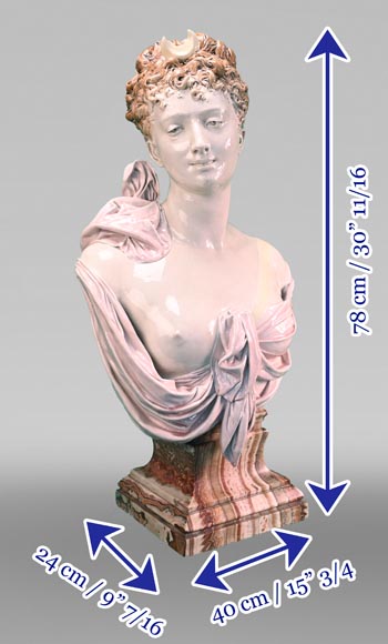 Louis-Robert CARRIER-BELLEUSE for the CHOISY-LE-ROI faience factory, Bust of Diana, circa 1900-8