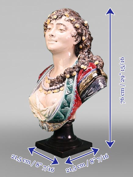 Albert-Ernest CARRIER-BELLEUSE, CHOISY-LE-ROI Manufacture, Bust of an Oriental Woman in glazed earthenware-8