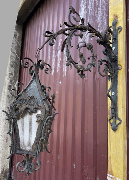 Wrought-iron lantern with scrolls and foliage, 19th century-1