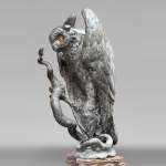 Anonymous, Bronze statue of a Eurasian eagle-owl clutching a snake, late 19th-early 20th century