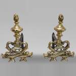 Pair of ormolu fish andirons