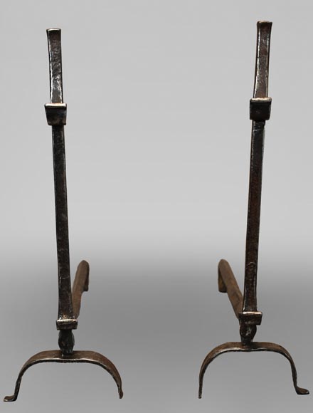 Pair of straight high andirons-0