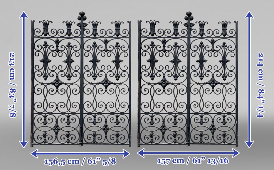 Napoleon III-style wrought iron double gate, 19th century-10