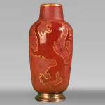 DAUM brothers, vase with a rampant lion, circa 1893