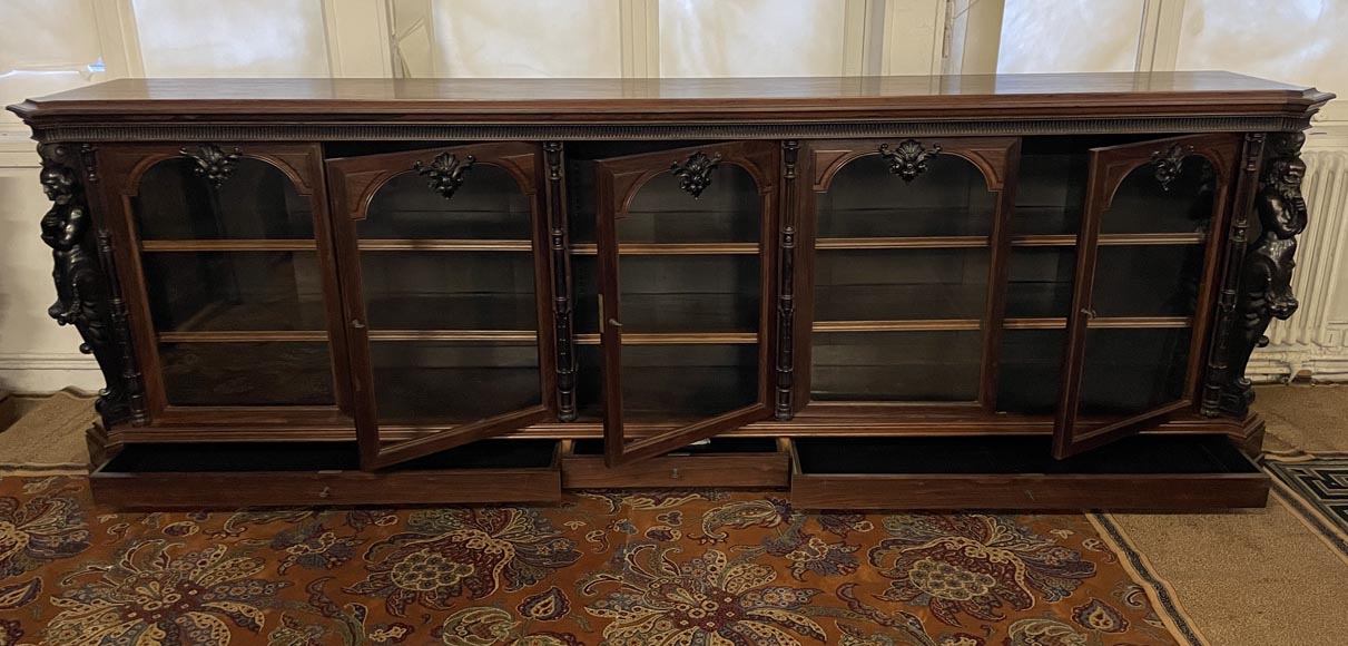 Louis-Édouard LEMARCHAND - Napoleon III low bookcase About 1850-12