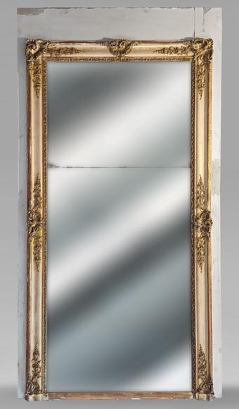 Napoleon III-style trumeau with palmettes in the corners and gilded frame-0