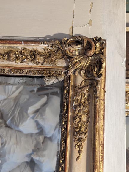 Napoleon III-style trumeau with palmettes in the corners and gilded frame-2