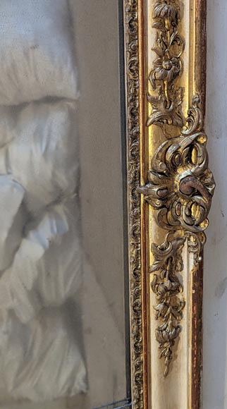 Napoleon III-style trumeau with palmettes in the corners and gilded frame-3