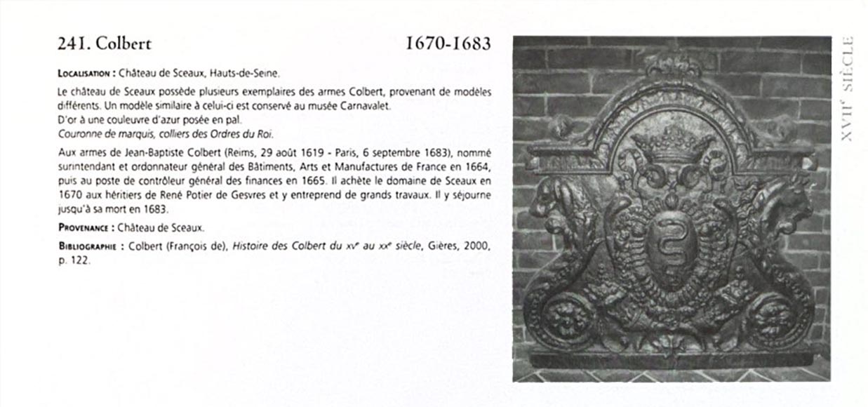 Fireplace plaque with snakes, bearing the arms of Colbert-9