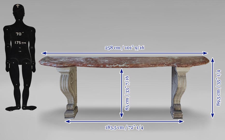 Languedoc marble console with stone legs-10