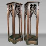 Neo-Gothic style oak saddle set