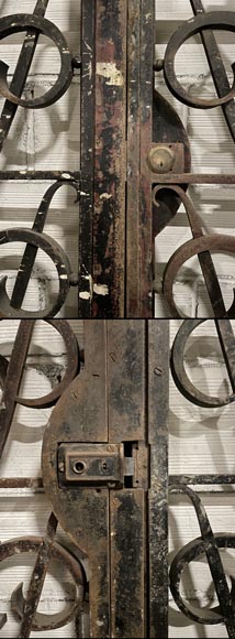 Double cast iron door with geometric decoration Double cast iron door with geometric decoration-4