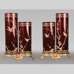 BACCARAT, Pair of Double Vases with Japanese-Style Decoration, circa 1880