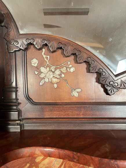 Maison des Bambous, Alfred PERRET and Ernest VIBERT (attributed to) - Japanese sideboard with fan-shaped mirror-4