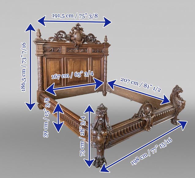 Napoleon III bed in walnut, 19th century-15