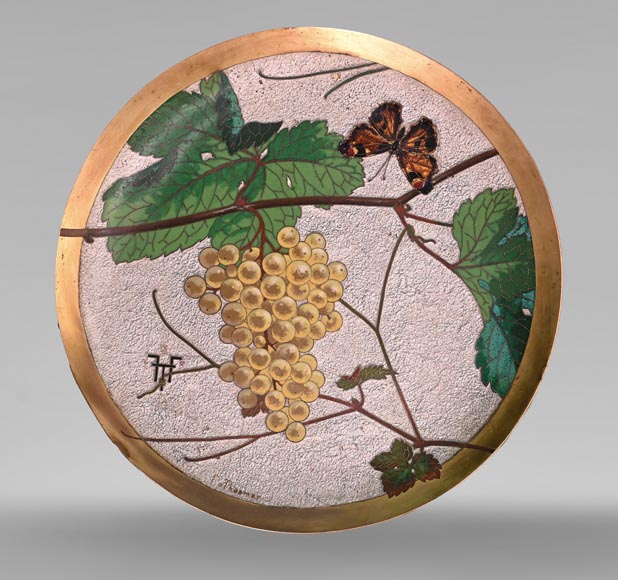 Fernand Thesmar, Ornament Plate With Grapevine on a Silver Background, 1880-0