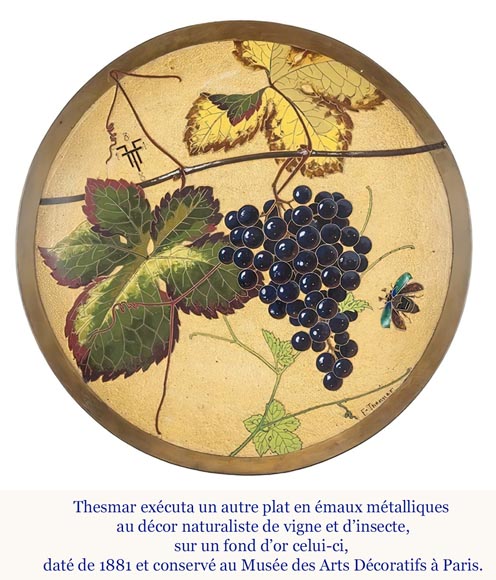 Fernand Thesmar, Ornament Plate With Grapevine on a Silver Background, 1880-1