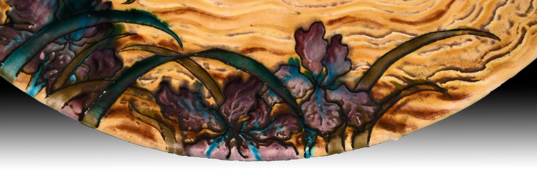 Edmond LACHENAL (painter), Théodore DECK (ceramist), Ornamental plate with Two Mallards Swimming Among Irises at Sunset, circa 1880-7