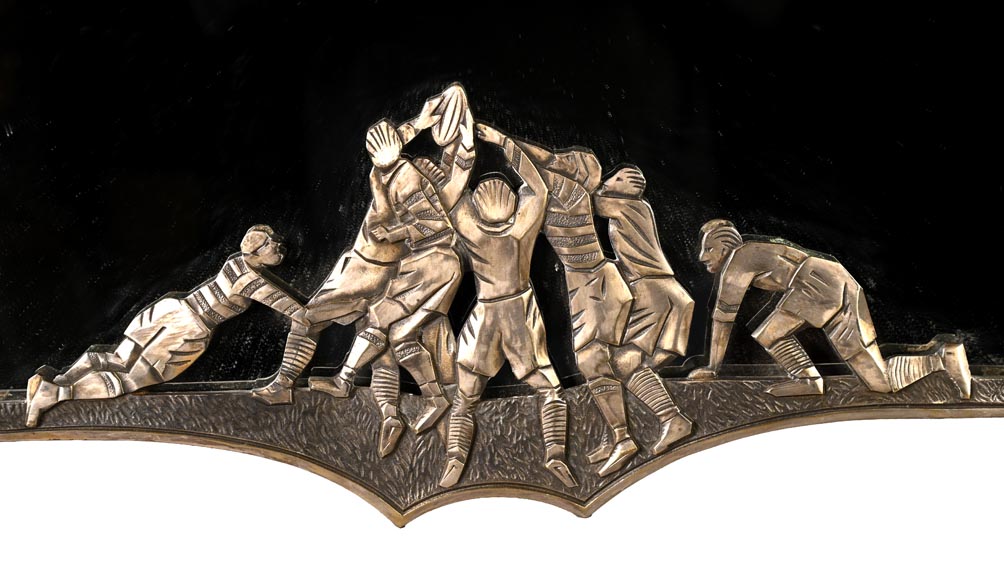 Georges Marius BORETTI, Art Déco-style Mirror with Rugby Players, circa 1930-1